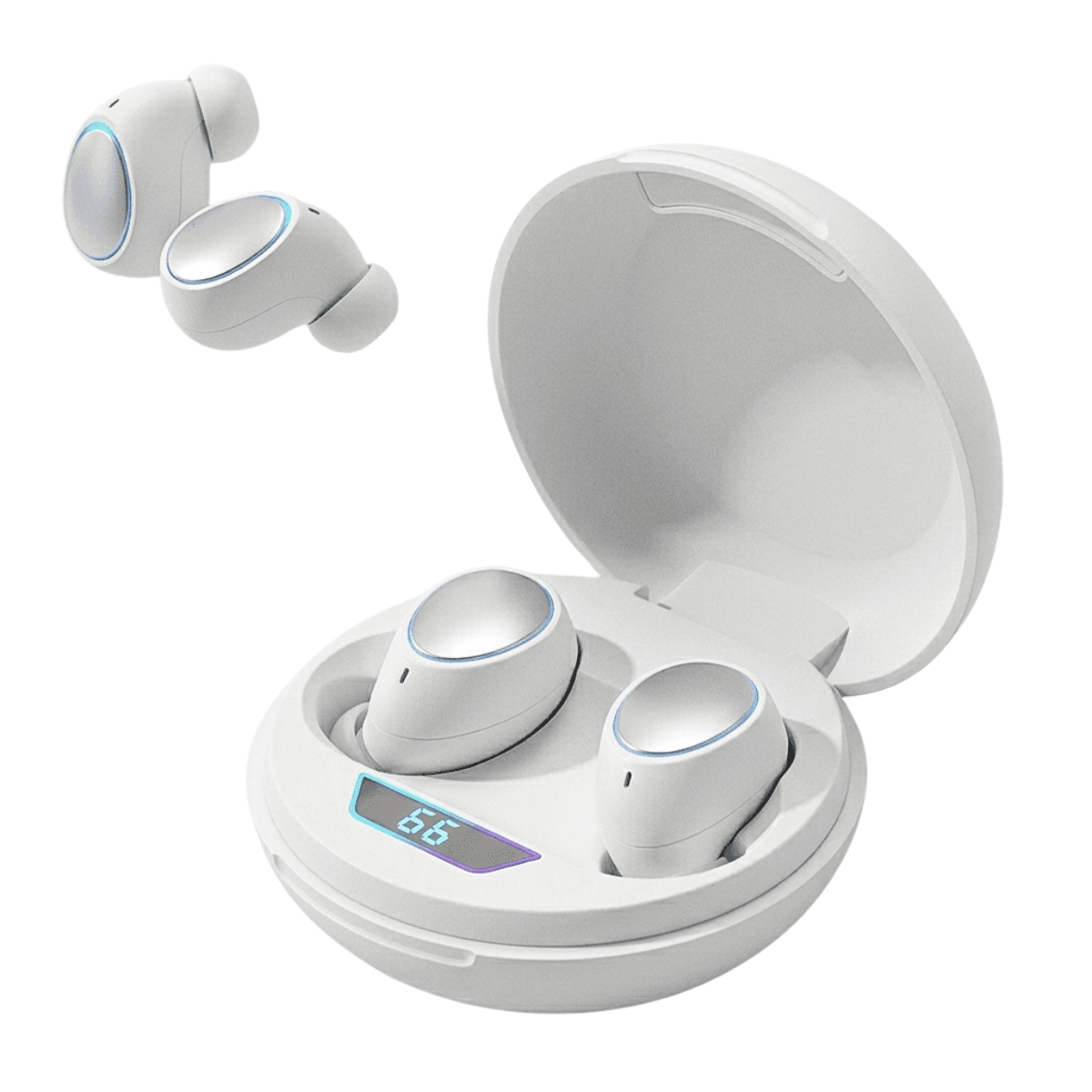 Fone Ouvido Bluetooth TWS Case Carregamento Tela Digital M8 — branco