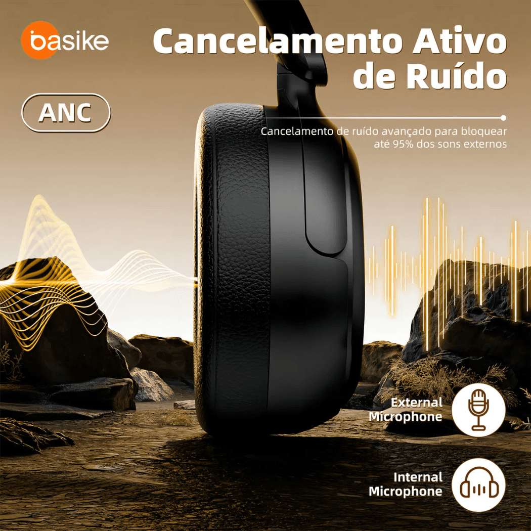 Fone Ouvido Bluetooth ANC Cancelamento Ruído BA-FON196
