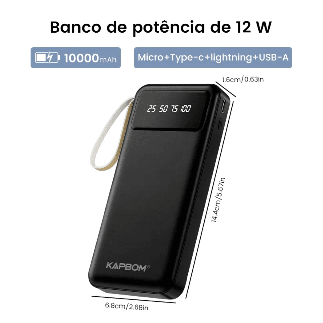 Carregador Power Bank 10000mAh 04 Saídas USB V8 KA-9932