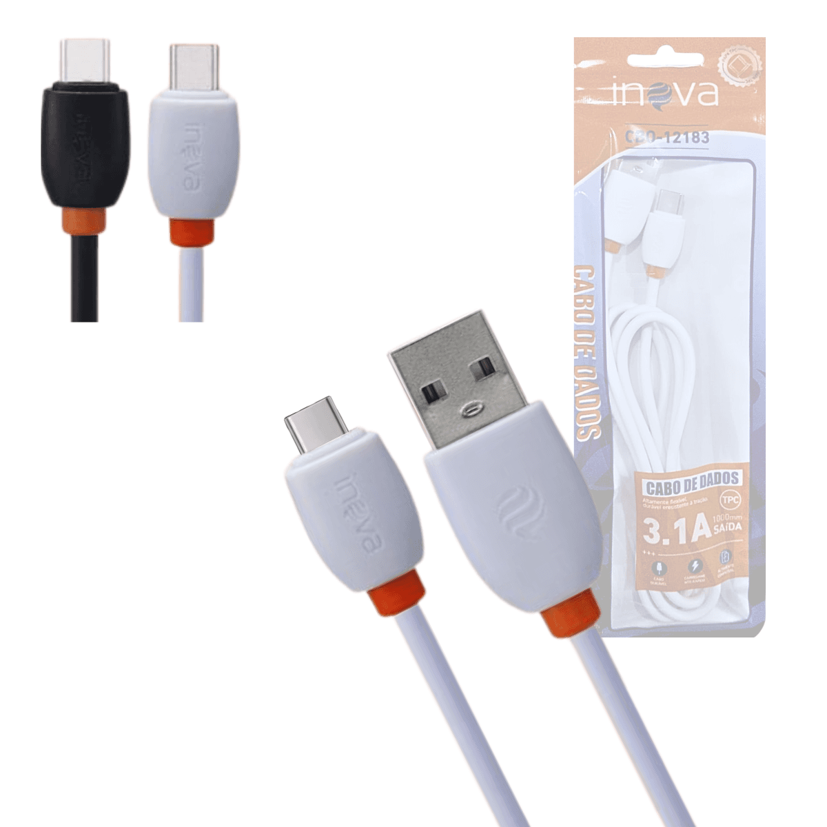 Cabo Dados Conexão USB Tipo-C 3 1A 1 Metro CBO-12183