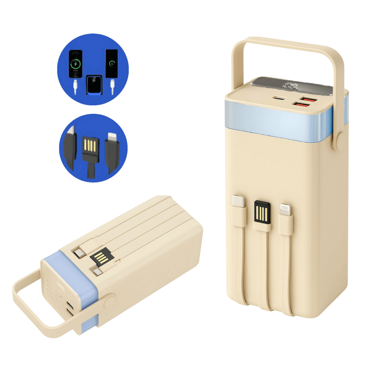 Carregador Portátil Power Bank 60000mAh 03 Saídas KA-9097 — Bege