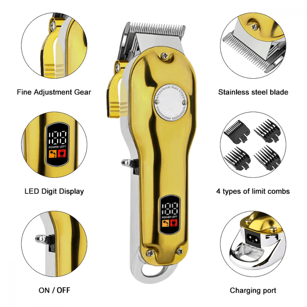 Máquina Cortar Cabelo Profissional Tela LED Sem Fio EL-5108