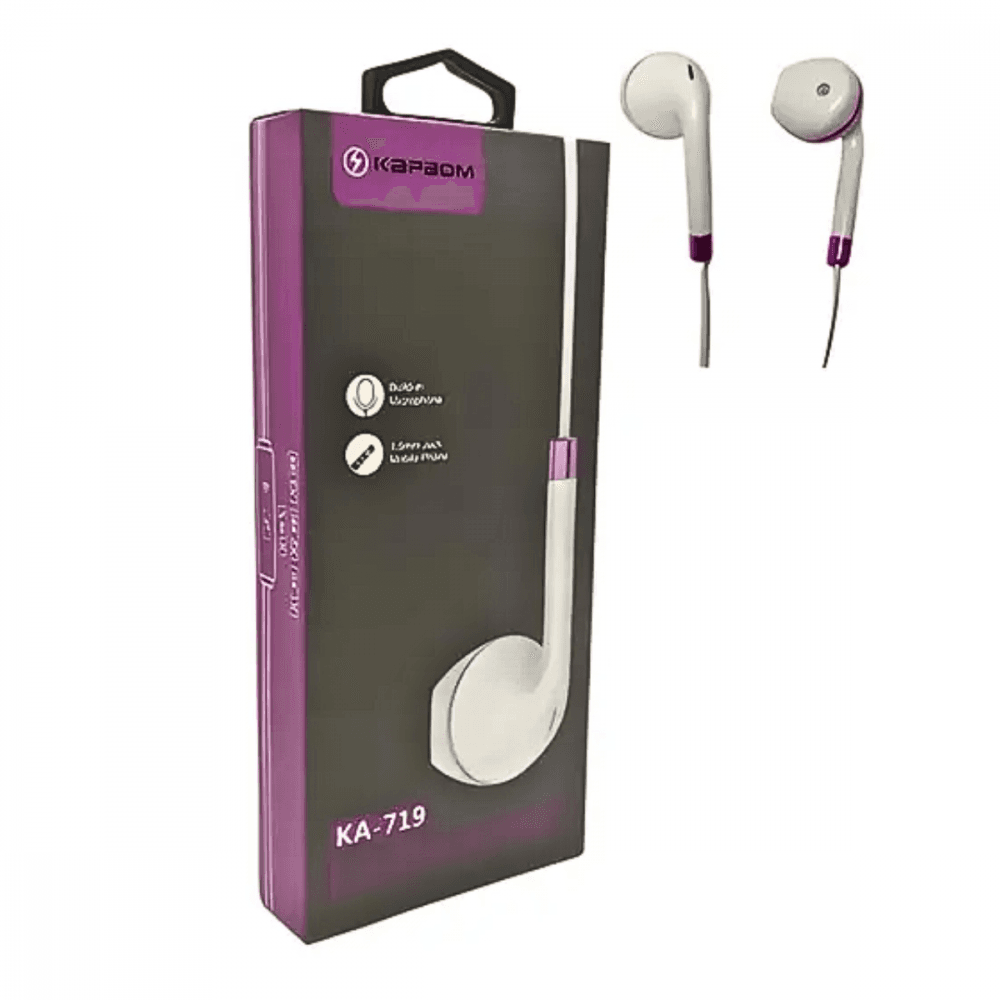 Fone Ouvido Intra Auricular Fio Microfone Earphones KA-719 — Roxo