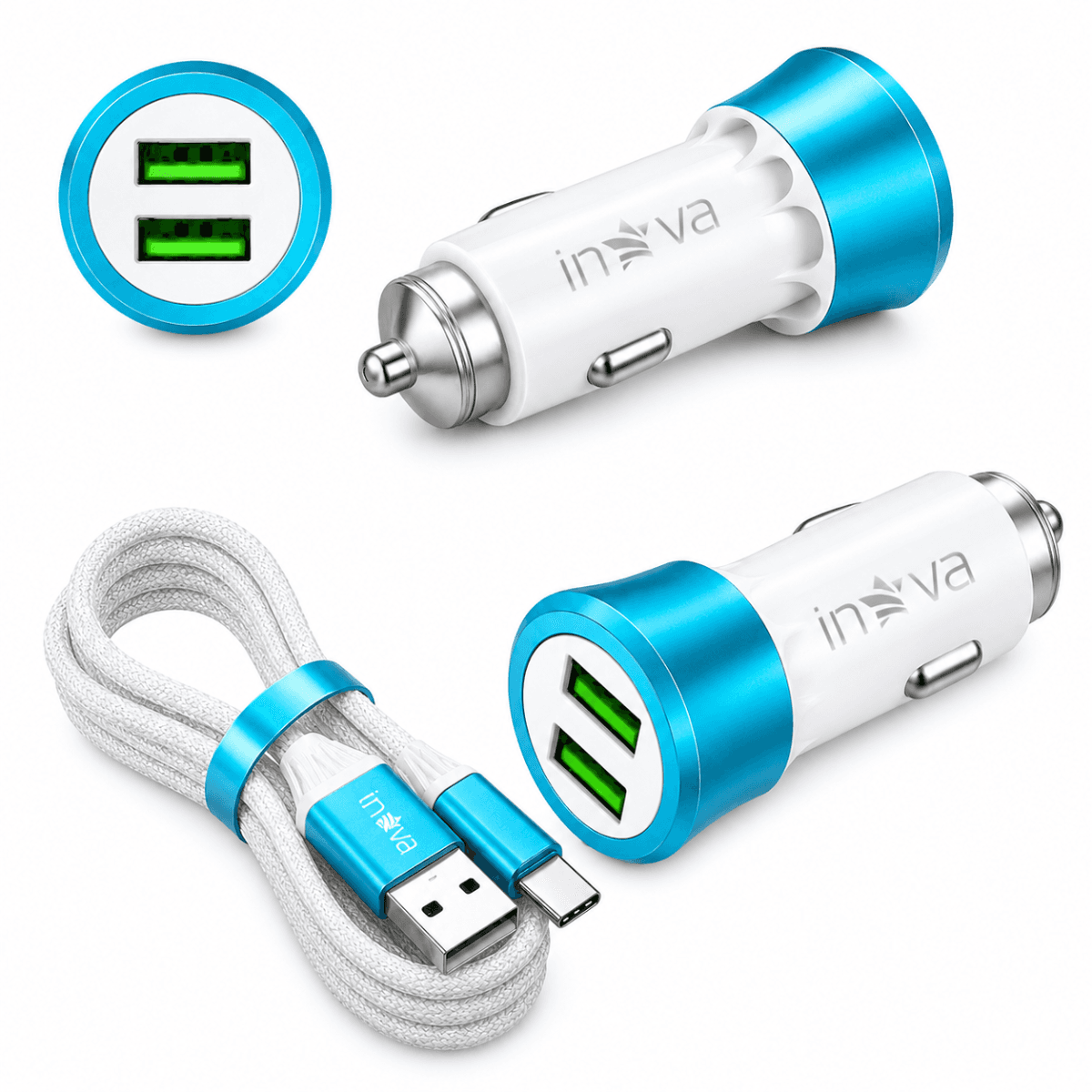 Carregador Veicular 12V TURBO 02 Portas USB 4 1A Cabo GL23-C