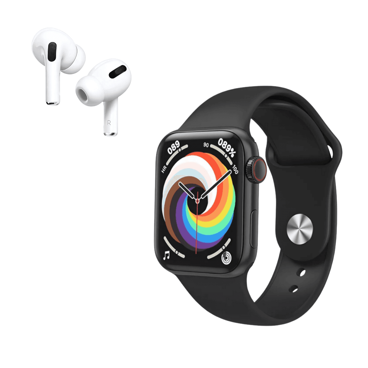 KIT Smartwatch 49mm Fone Ouvido Fonte TIPO-C WFFCC-12777Liso — Preto
