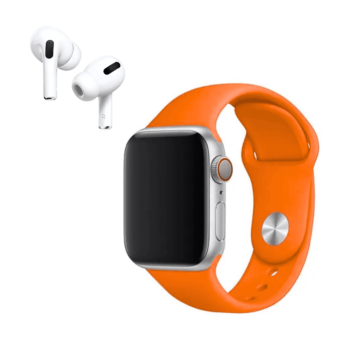 KIT Smartwatch 49mm Fone Ouvido Fonte TIPO-C WFFCC-12777Liso — Laranja
