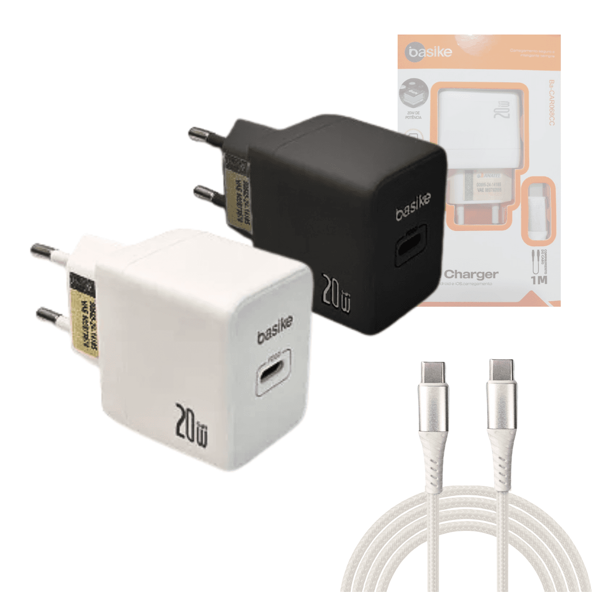Carregador Completo 20W Porta TIPO-C Cabo 1 BA-CAR068CC