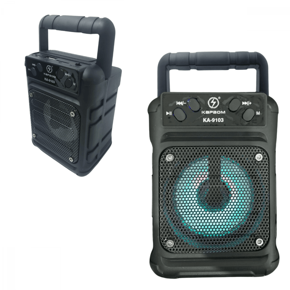Caixinha Som Bluetooth LED RGB 10W Suporte Celular KA-9103 — Preto