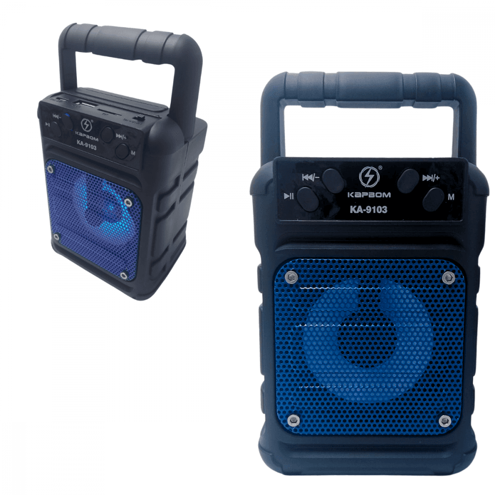 Caixinha Som Bluetooth LED RGB 10W Suporte Celular KA-9103 — Azul