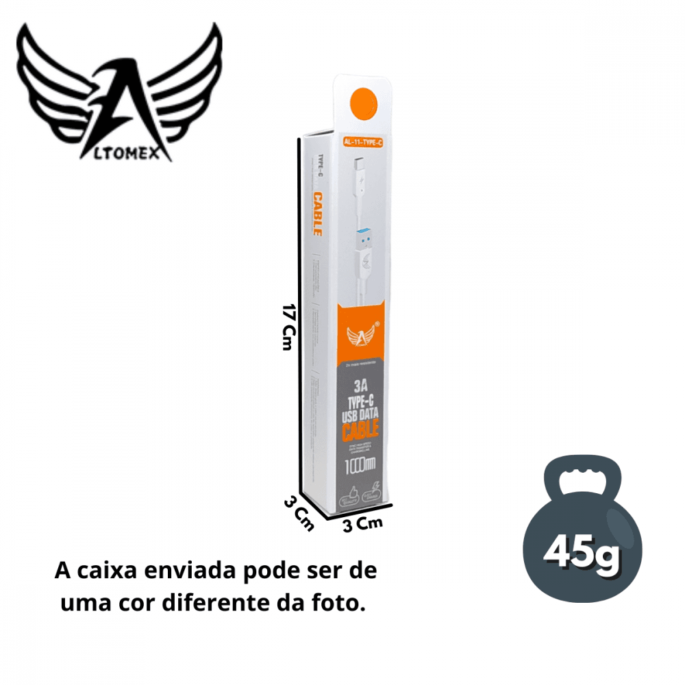 Cabo dados TIPO-C 3A 1 Metro AL-11-TYPE-C