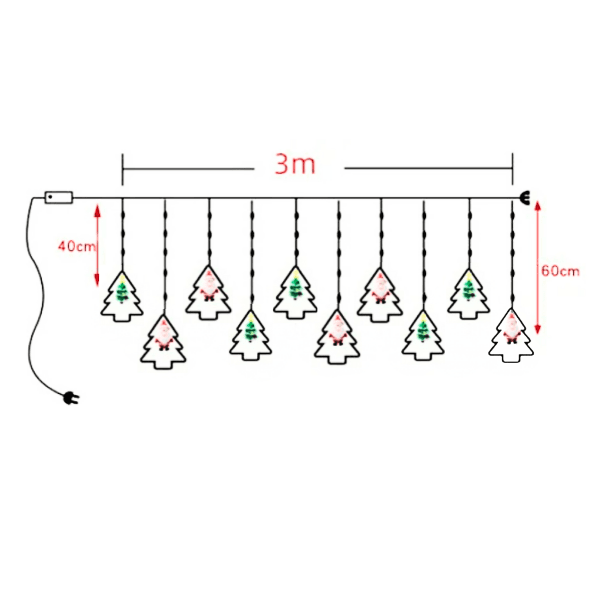 Pisca Cortina Cascata Luz LED Natalina 3M AL-4865Colorido