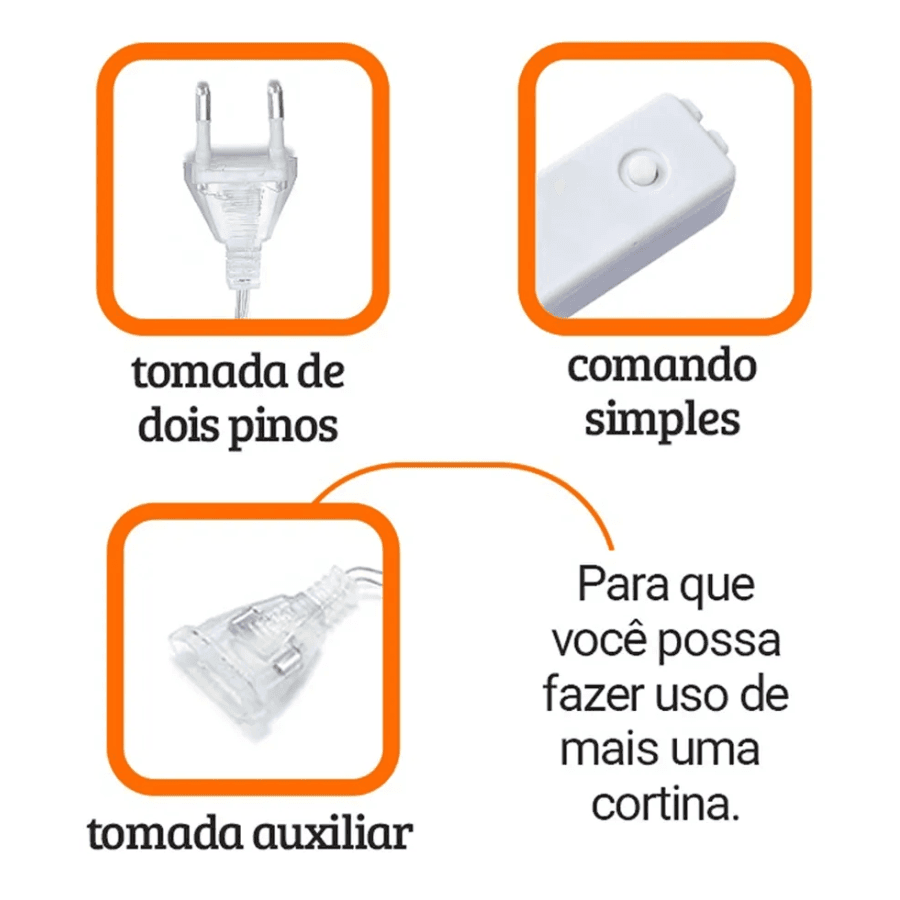 Pisca Cortina Cascata LED Branco 3M Estilo AL-4867Branco