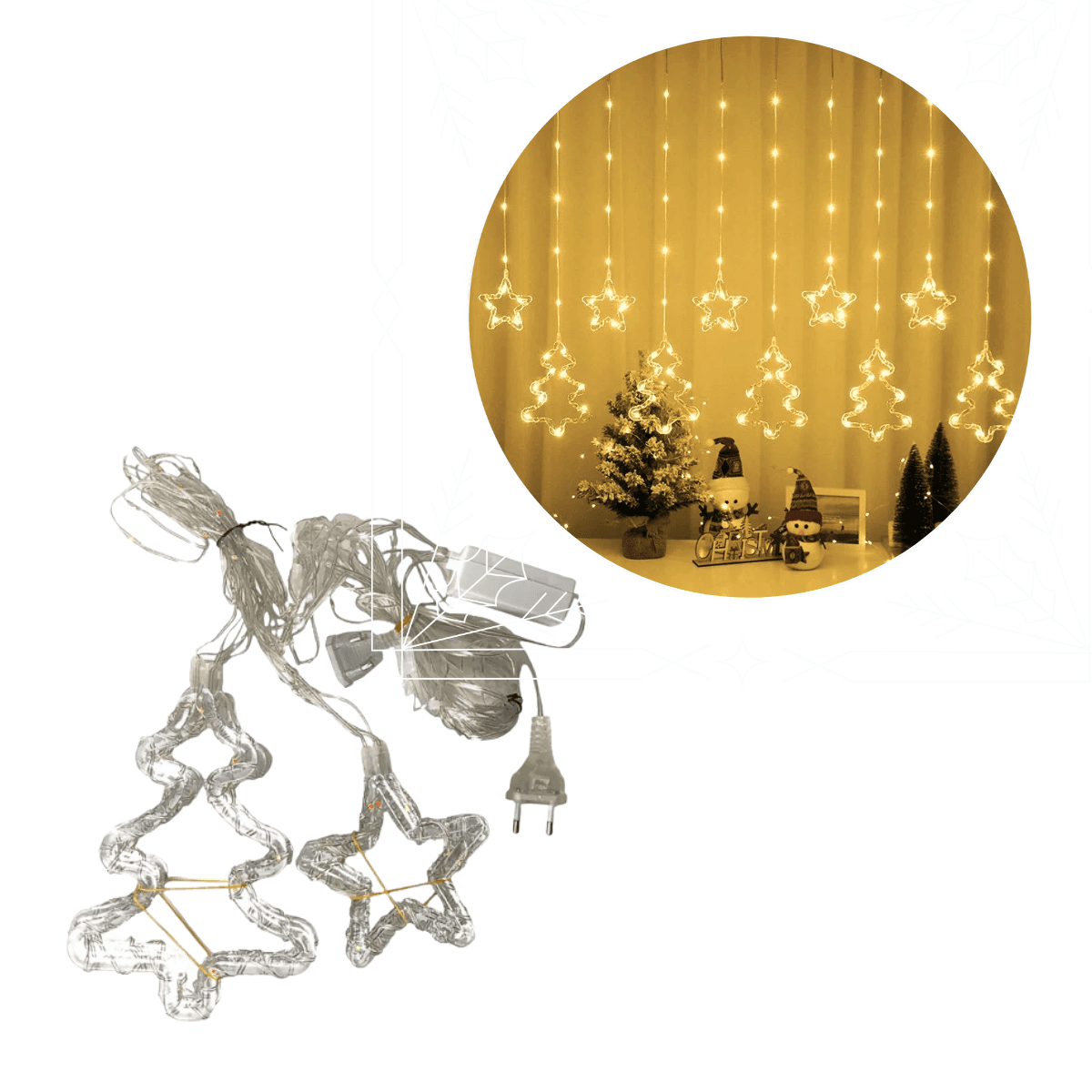 Pisca Cortina Cascata LED Amarelo Estrela AL-4866Amarelo — default