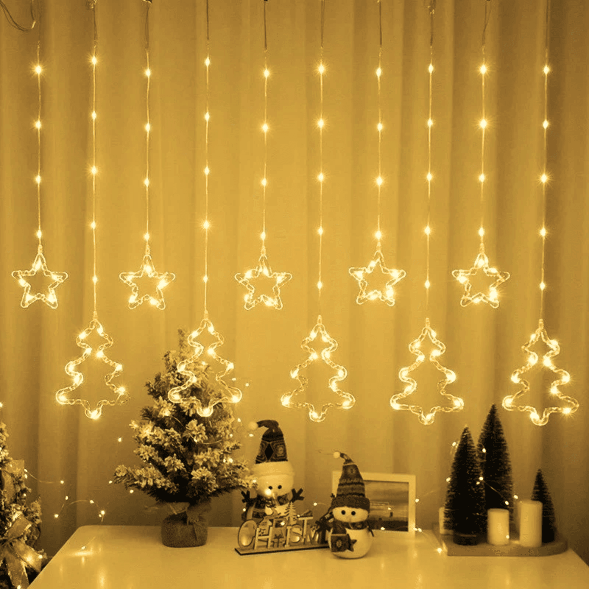 Pisca Cortina Cascata LED Amarelo Estrela AL-4866Amarelo