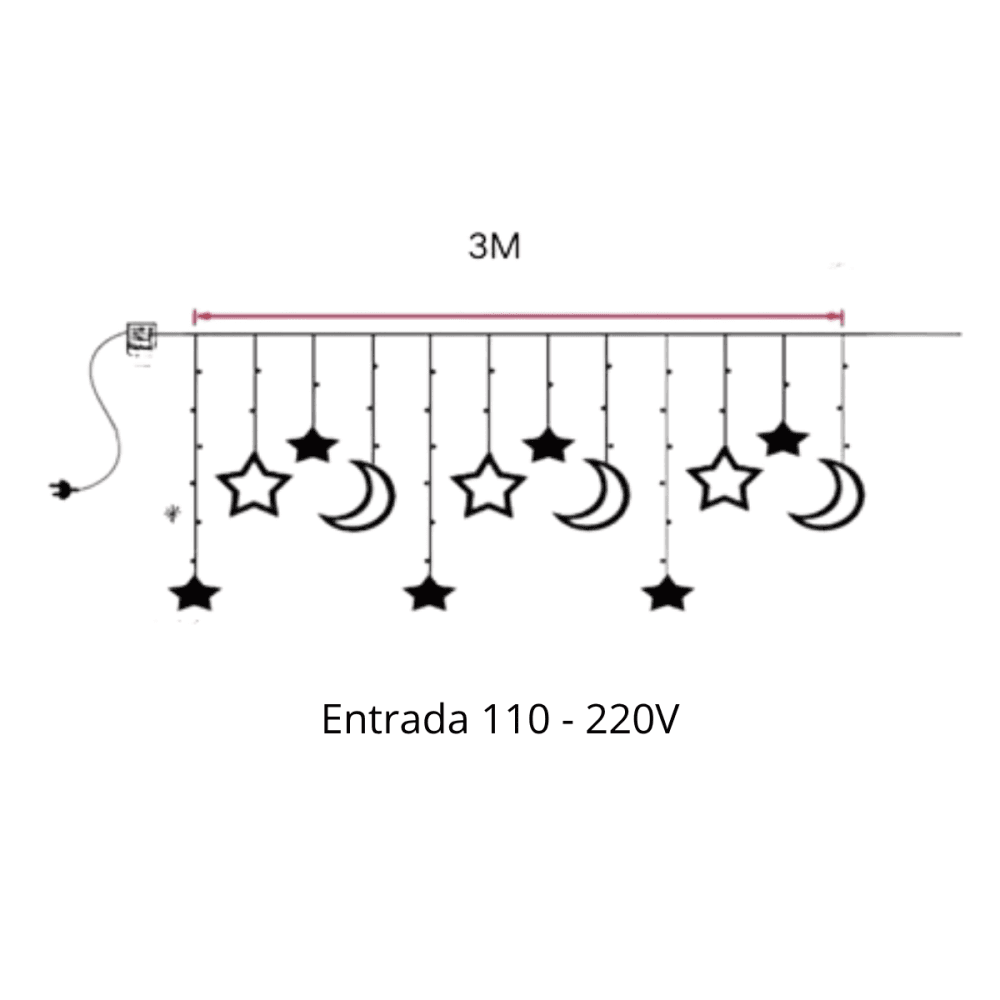 Pisca-Pisca LED Estilo Cortina 3M Miniaturas AL-4870Colorido