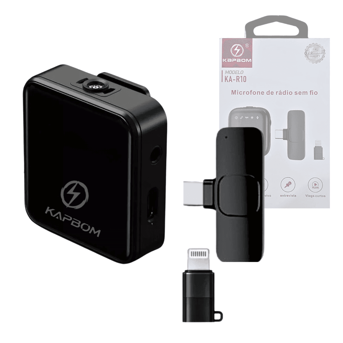 Microfone Lapela Bluetooth Conexão Tipo-C Lightning KA-R10 — default