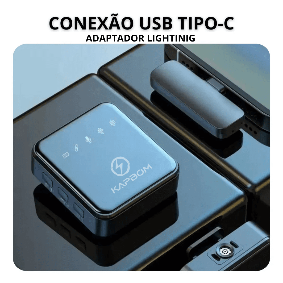 Microfone Lapela Bluetooth Conexão Tipo-C Lightning KA-R10