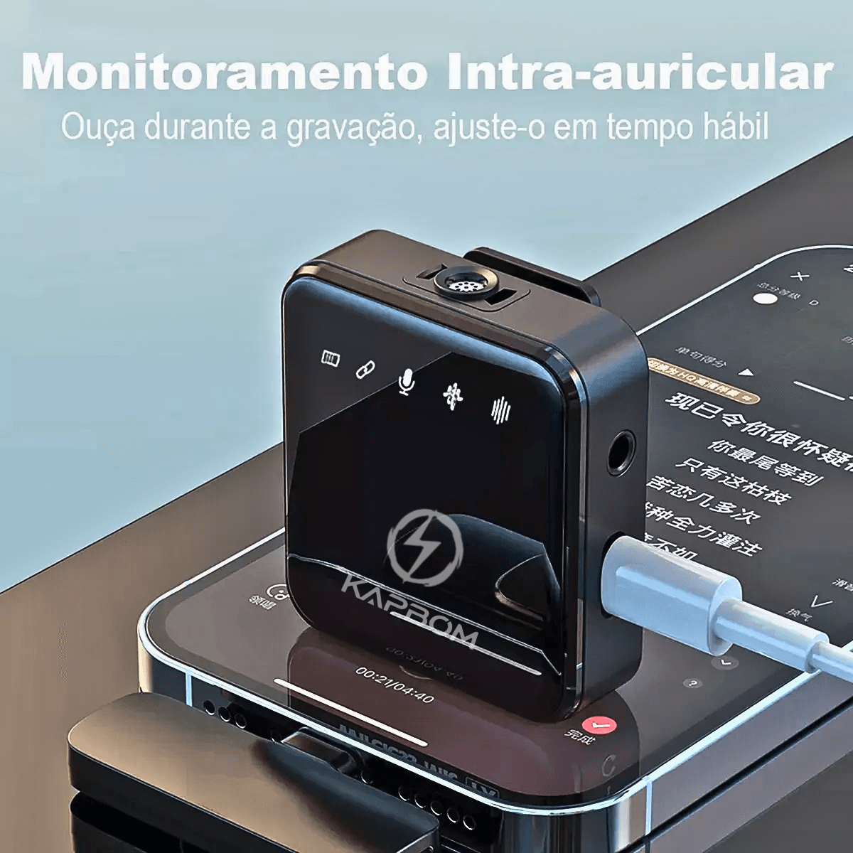 Microfone Lapela Bluetooth Conexão Tipo-C Lightning KA-R10