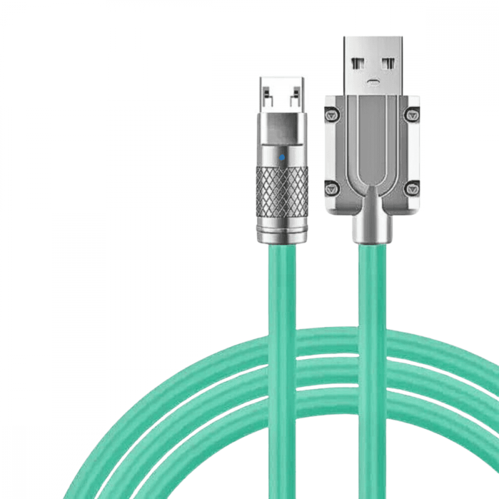 Cabo dados V8 acabamento Silicone ponta Metal LED KA-020-V8 — Verde