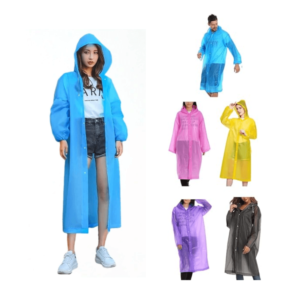Capa Chuva COLOR Impermeável Reutilizável Capuz AL-651B