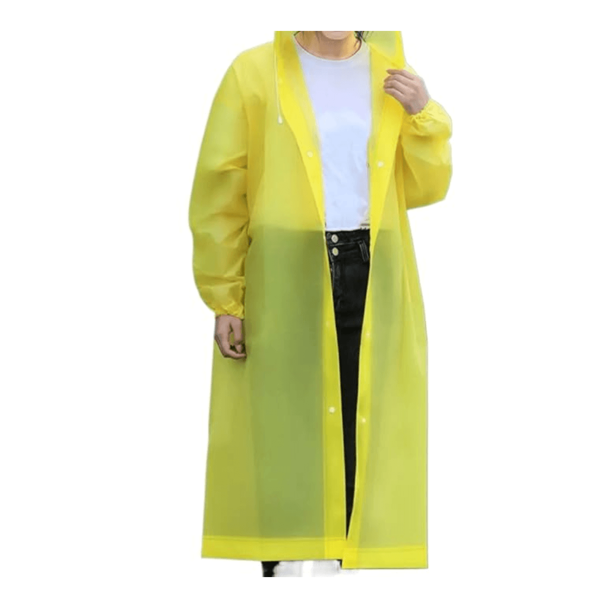 Capa Chuva COLOR Impermeável Reutilizável Capuz AL-651B — Amarelo