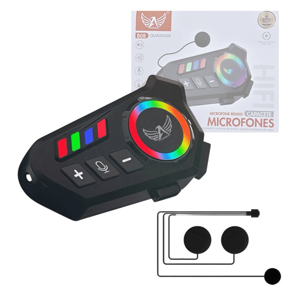 Fone Ouvido Microfone Capacete Moto Bluetooth Sem Fio a B08 — default