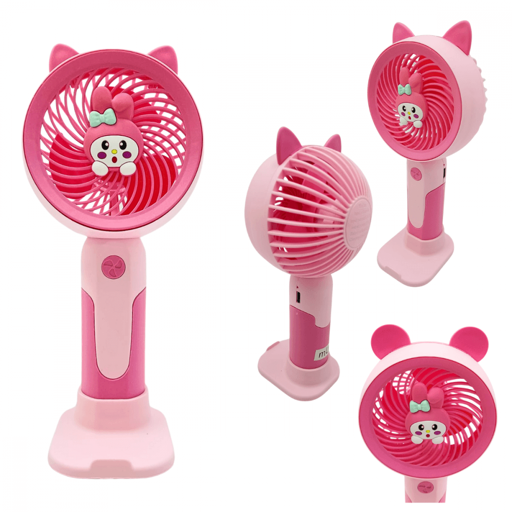 Mini Ventilador Portátil Recarregável Mesa 02 Par MJ128 — Rosa