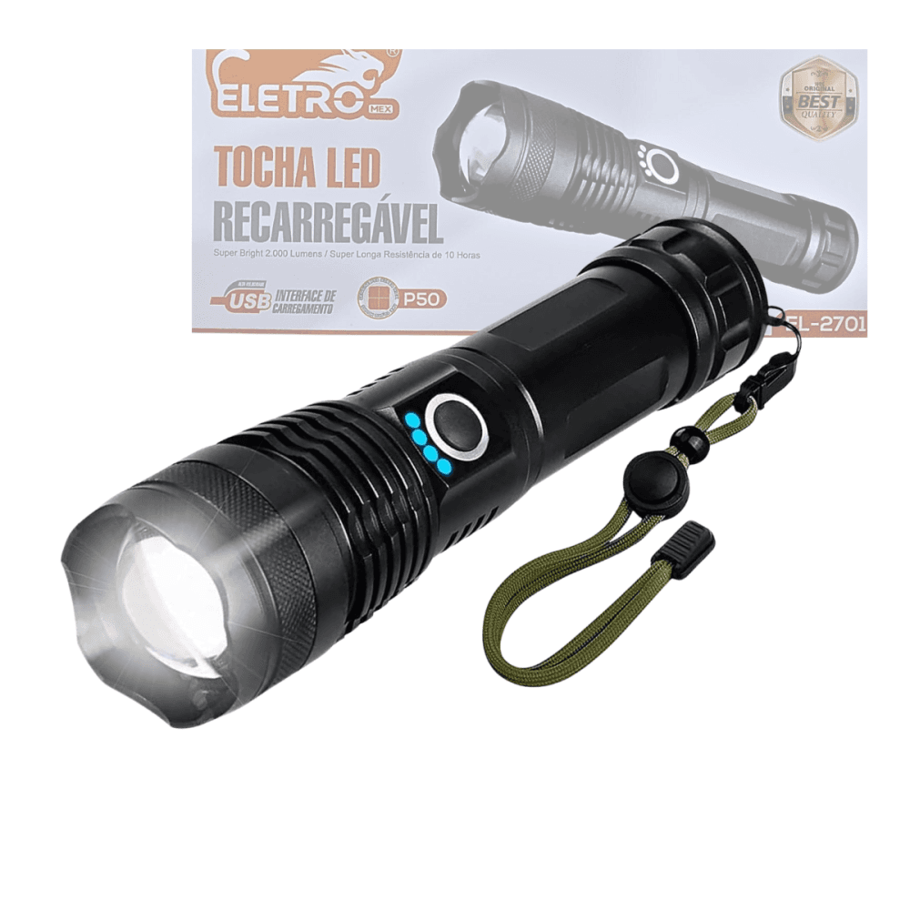 Lanterna Tática Portátil Bateria Recarregável Luz EL-2701 — default