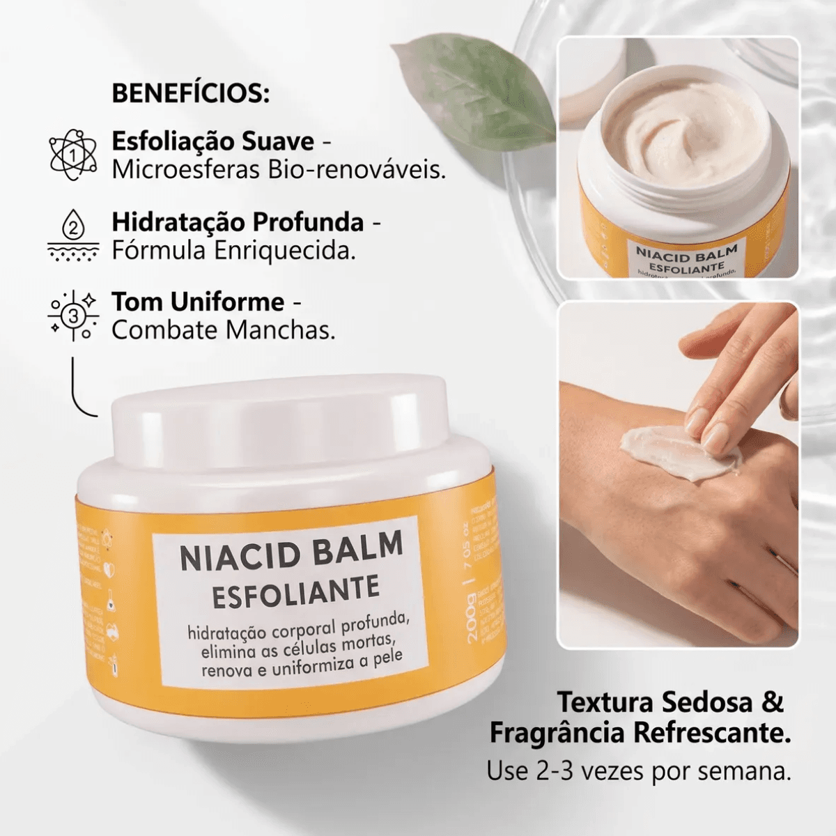 Kit Niacid Balm Loção Hidratante 450ml Esfoliante Cod89196