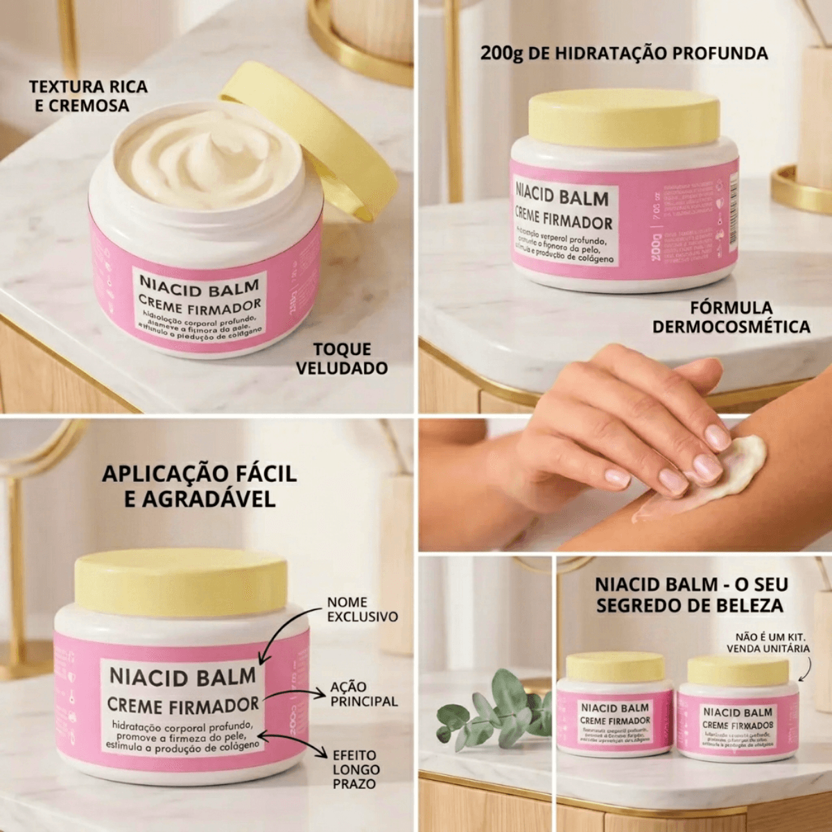 Creme Firmador Corporal Niacid Balm 200g Hidratação Cod89189