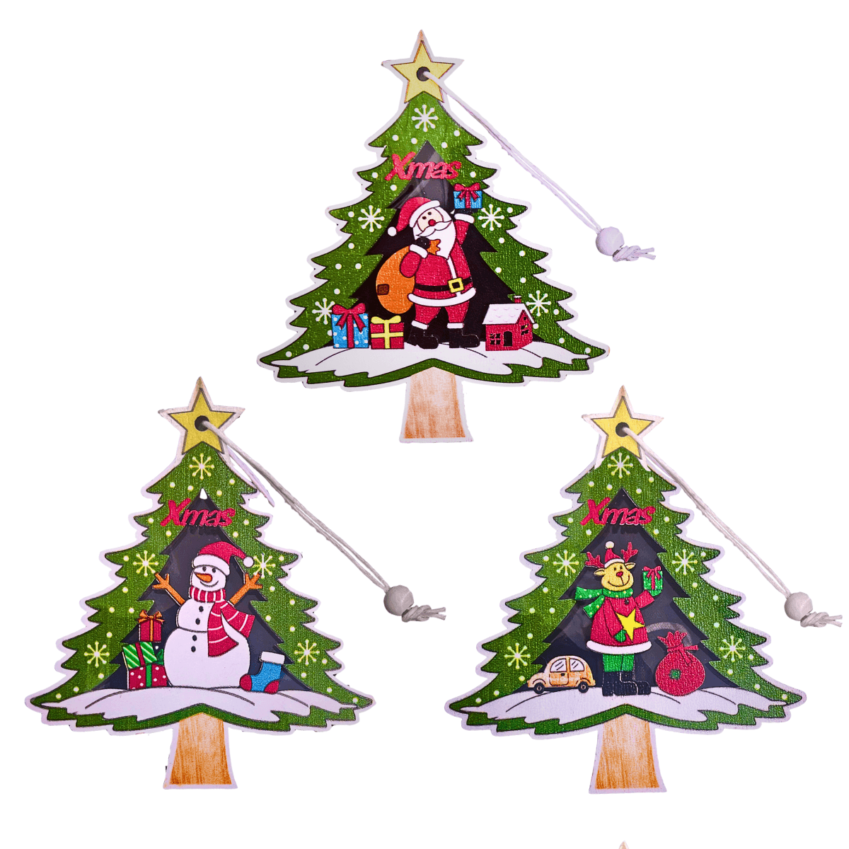 Pingente Decoração Árvore Natal Cordão ZSS-003 — Boneco De Neve