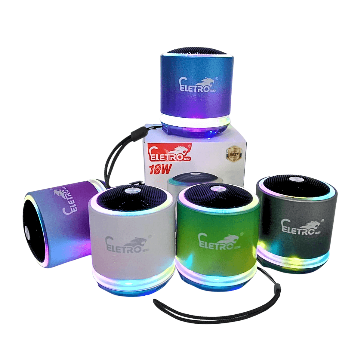 Mini Caixa Som Bluetooth USB 10W LED RGB EL-1090