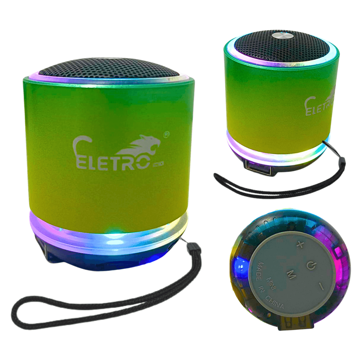 Mini Caixa Som Bluetooth USB 10W LED RGB EL-1090