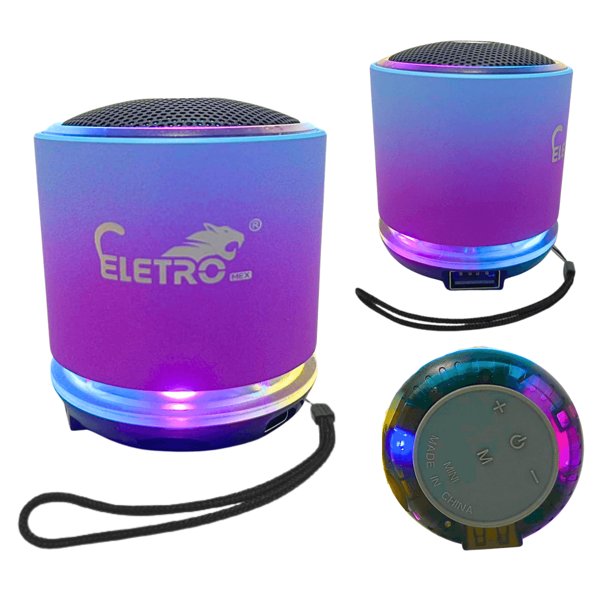 Mini Caixa Som Bluetooth USB 10W LED RGB EL-1090