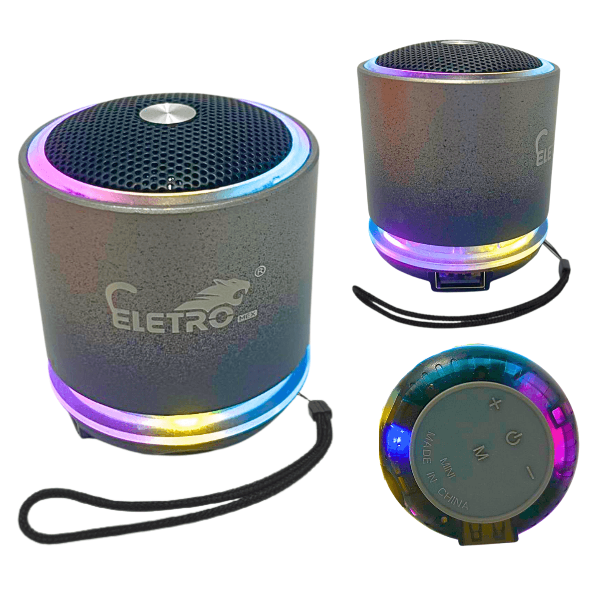 Mini Caixa Som Bluetooth USB 10W LED RGB EL-1090