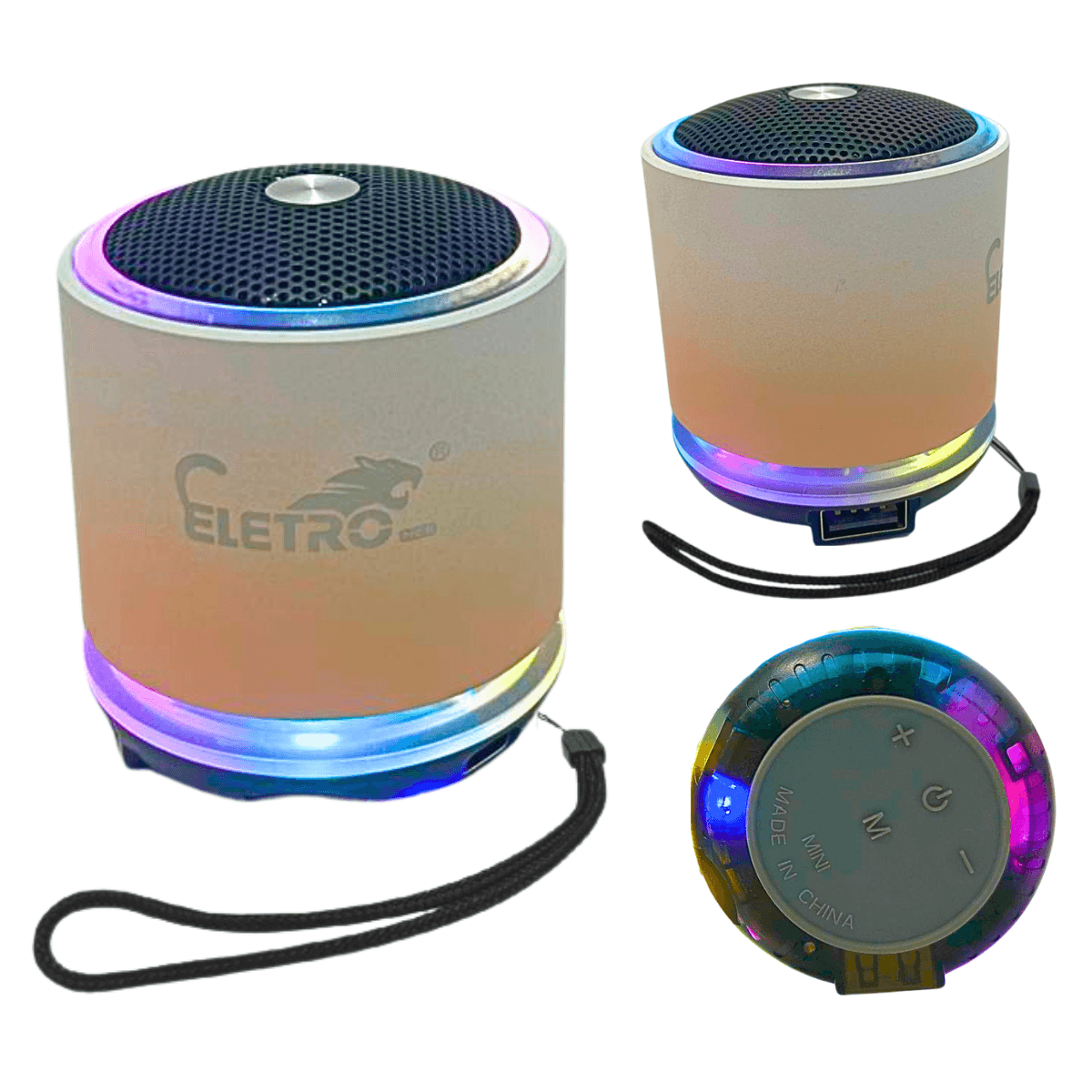 Mini Caixa Som Bluetooth USB 10W LED RGB EL-1090