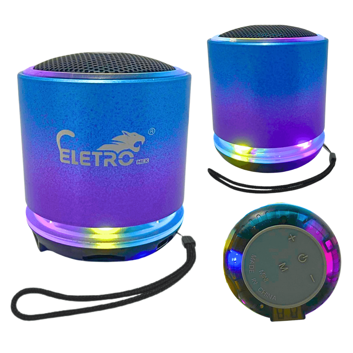 Mini Caixa Som Bluetooth USB 10W LED RGB EL-1090