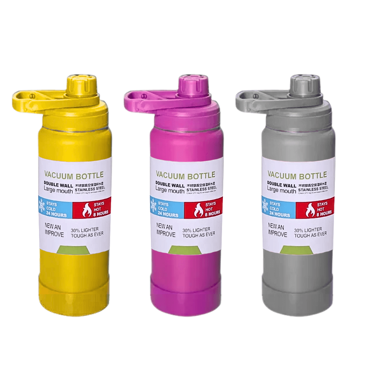 Garrafa Térmica Squeeze 600 ml Aço Inox Alça Tampa TZ-005 — Cinza