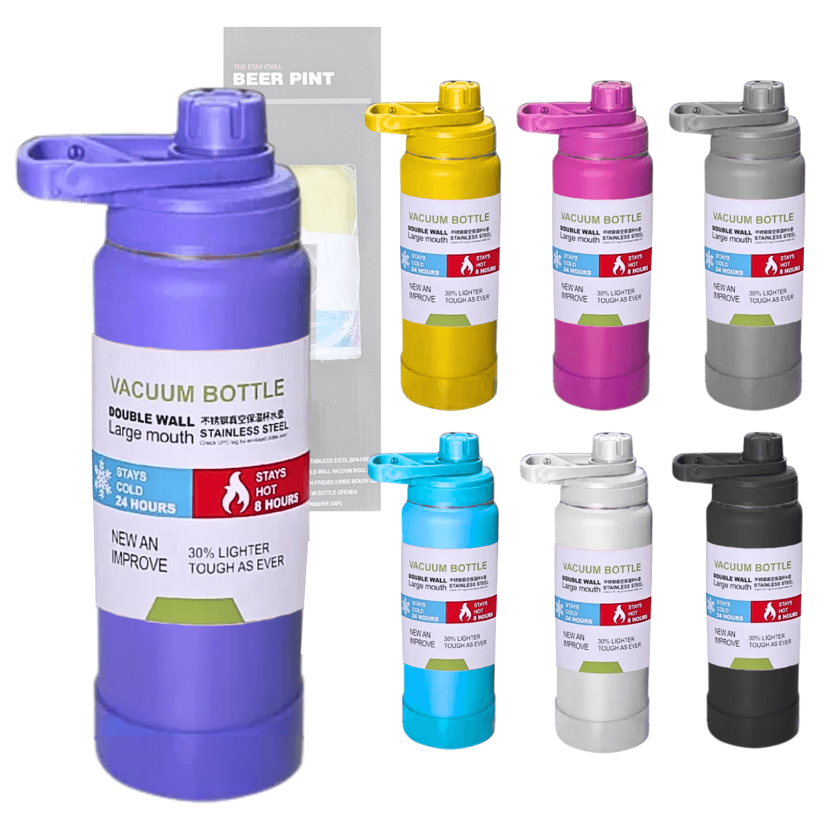 Garrafa Térmica Squeeze 600 ml Aço Inox Alça Tampa TZ-005