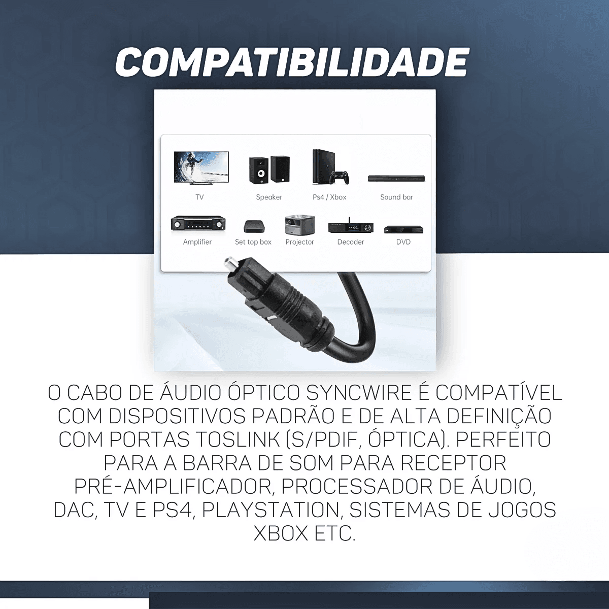 Cabo Áudio Óptico Toslink TV Monitor Receptores 1 5 KAP-C038
