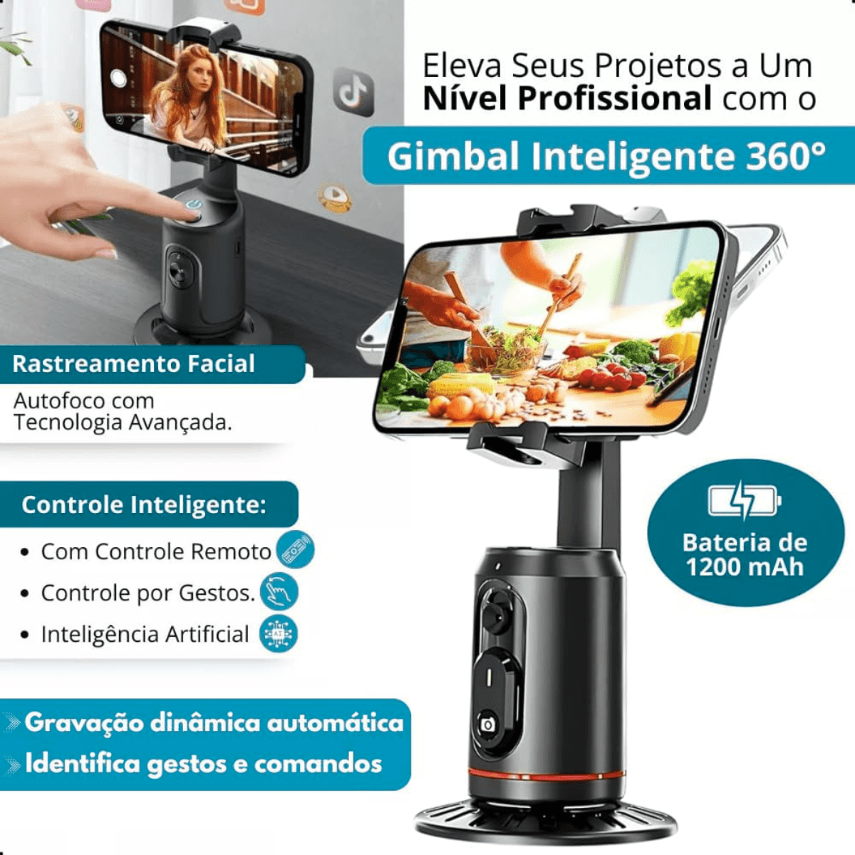 Suporte Celular Rastreamento Facial 360º Selfie KA-ZP117