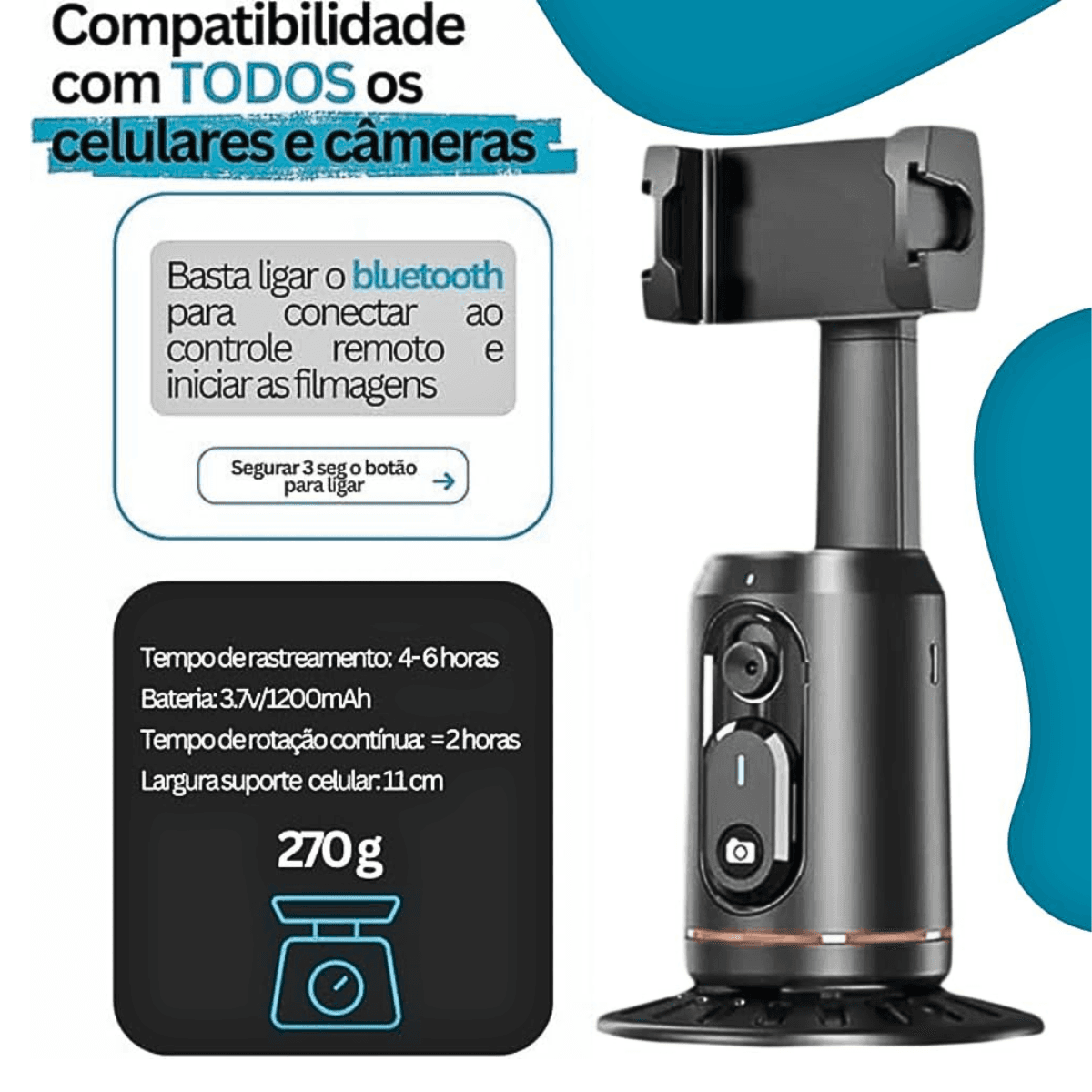 Suporte Celular Rastreamento Facial 360º Selfie KA-ZP117