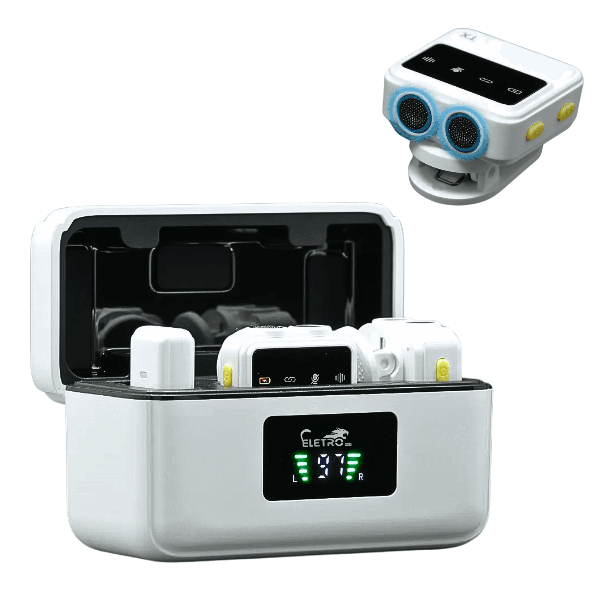 Microfone Lapela Conector Duplo Redução Ruído Case EL-1852