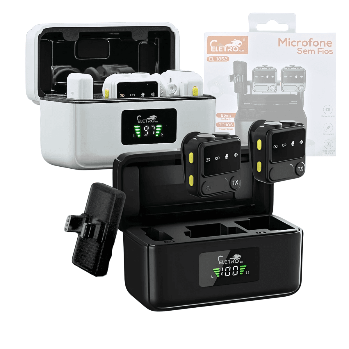 Microfone Lapela Conector Duplo Redução Ruído Case EL-1852