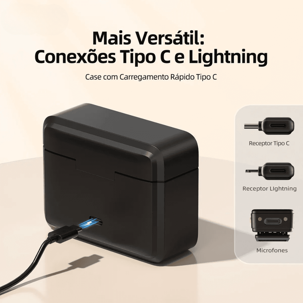 Microfone Lapela Sem Fio Conexão Tipo-C Lightning EL-1853