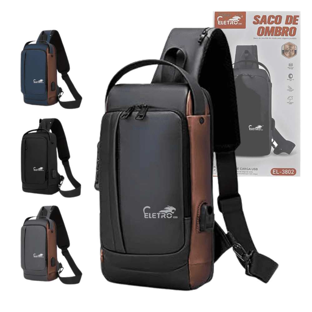 Mochila Ombro Transversal Portátil Viagens Trava EL-3802 — default