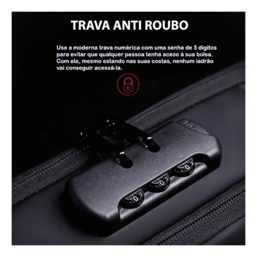 Mochila Ombro Transversal Portátil Viagens Trava EL-3802