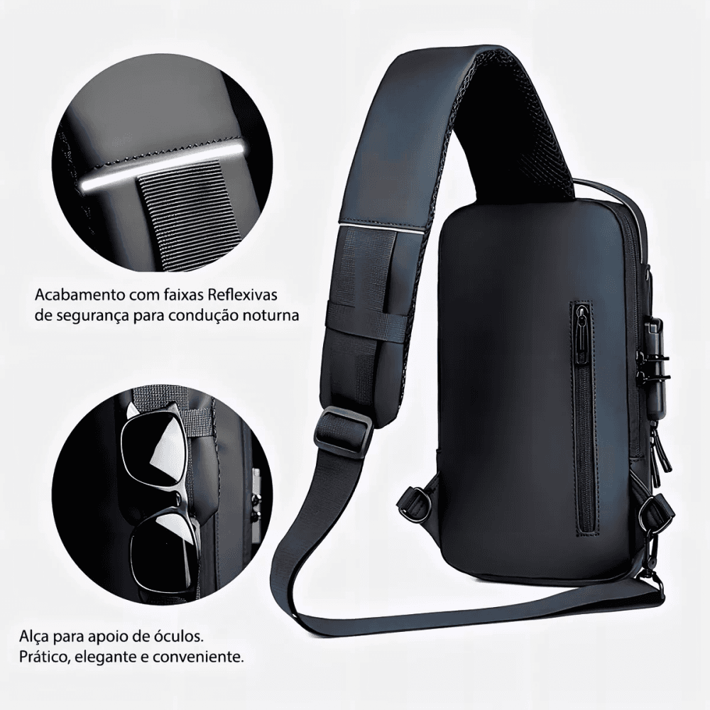 Mochila Ombro Transversal Portátil Viagens Trava EL-3802