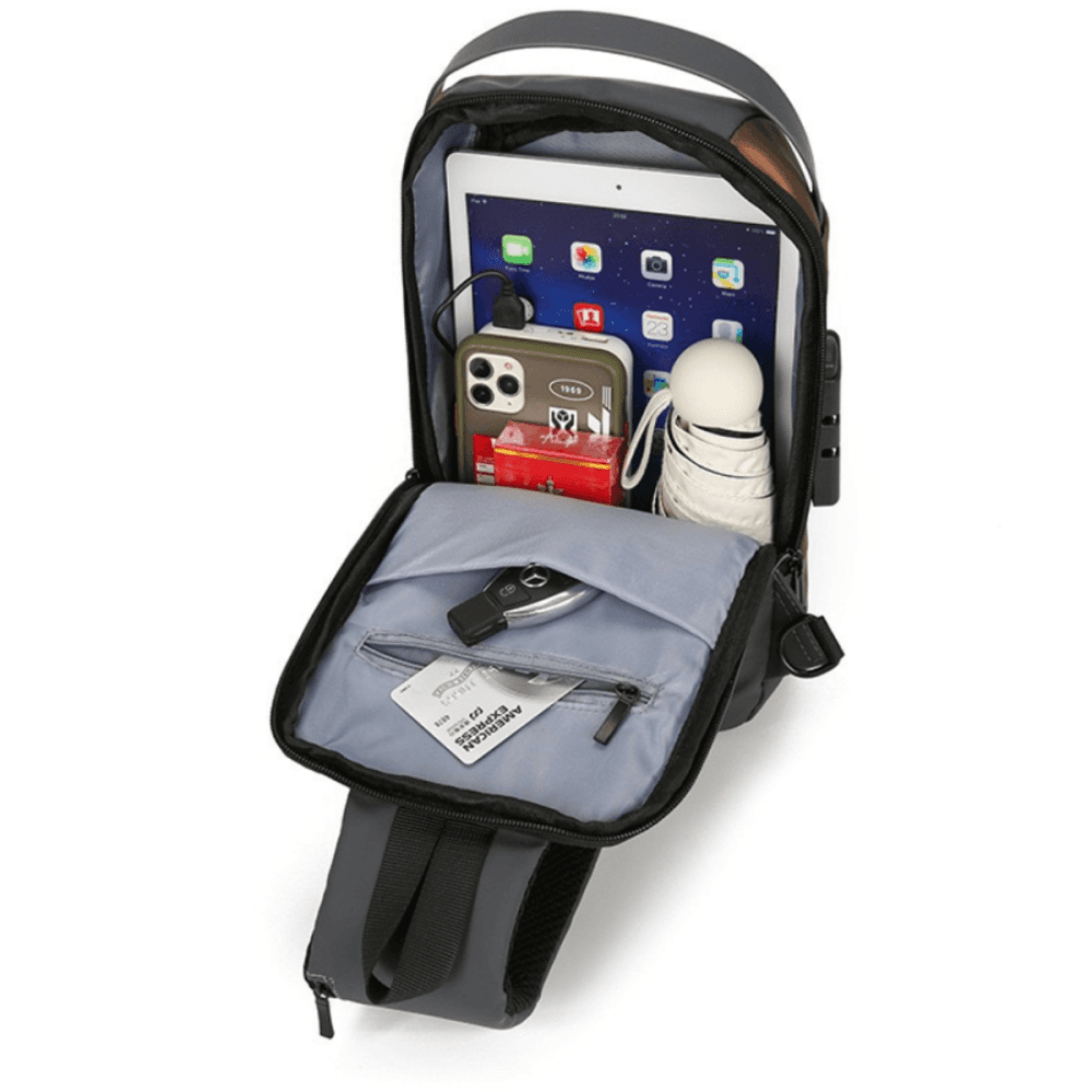 Mochila Ombro Transversal Portátil Viagens Trava EL-3802