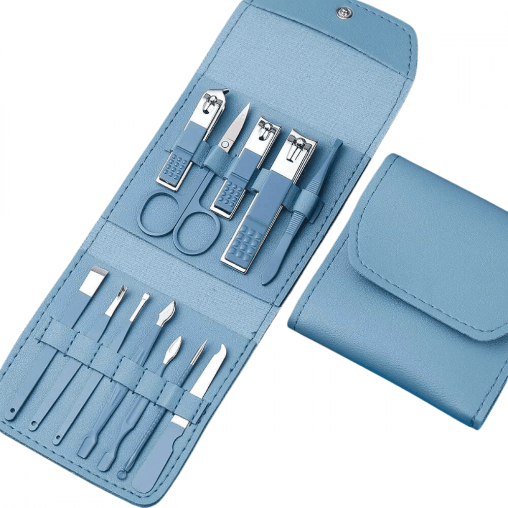 Kit Cortador Unhas 12 1 Conjunto Manicure Pedicure EL-1552 — Azul